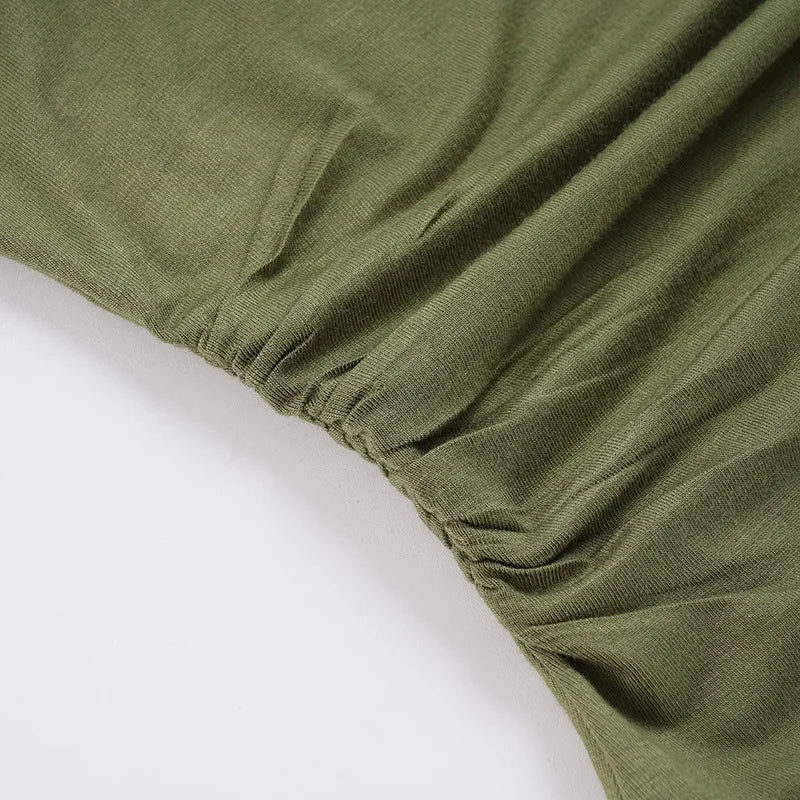 Y2K Green Turtleneck Rhinestone Cross Sleeveless Top