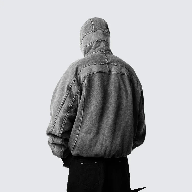 Y2K Grey Balaclava Zip Up Hoodie