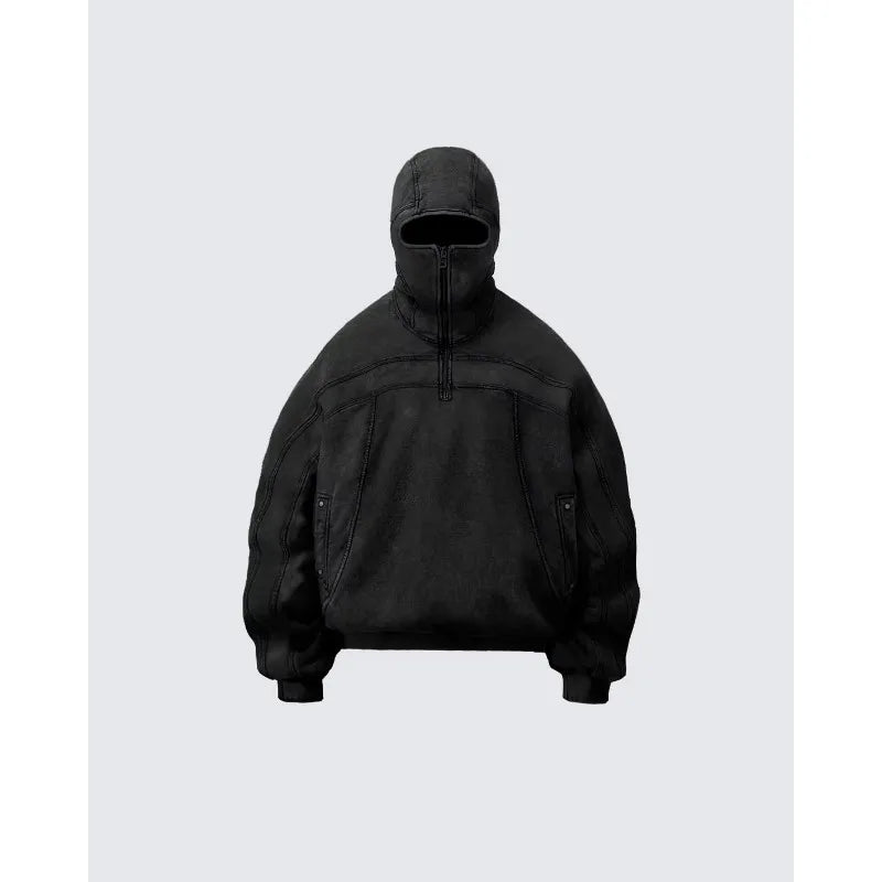 Y2K Grey Balaclava Zip Up Hoodie