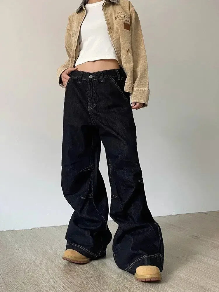 Y2K Grunge Black Baggy Womens Jeans