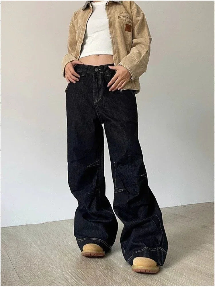 Y2K Grunge Black Baggy Womens Jeans