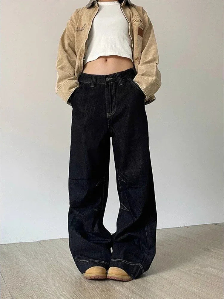 Y2K Grunge Black Baggy Womens Jeans