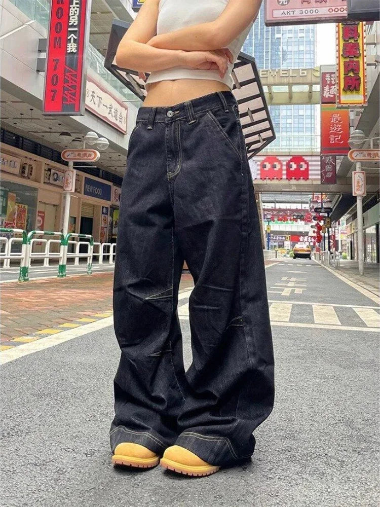 Y2K Grunge Black Baggy Womens Jeans