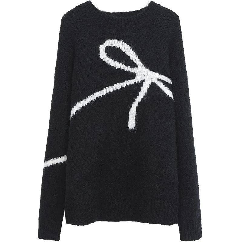 Y2K Grunge Bow Tie Knitted Sweater