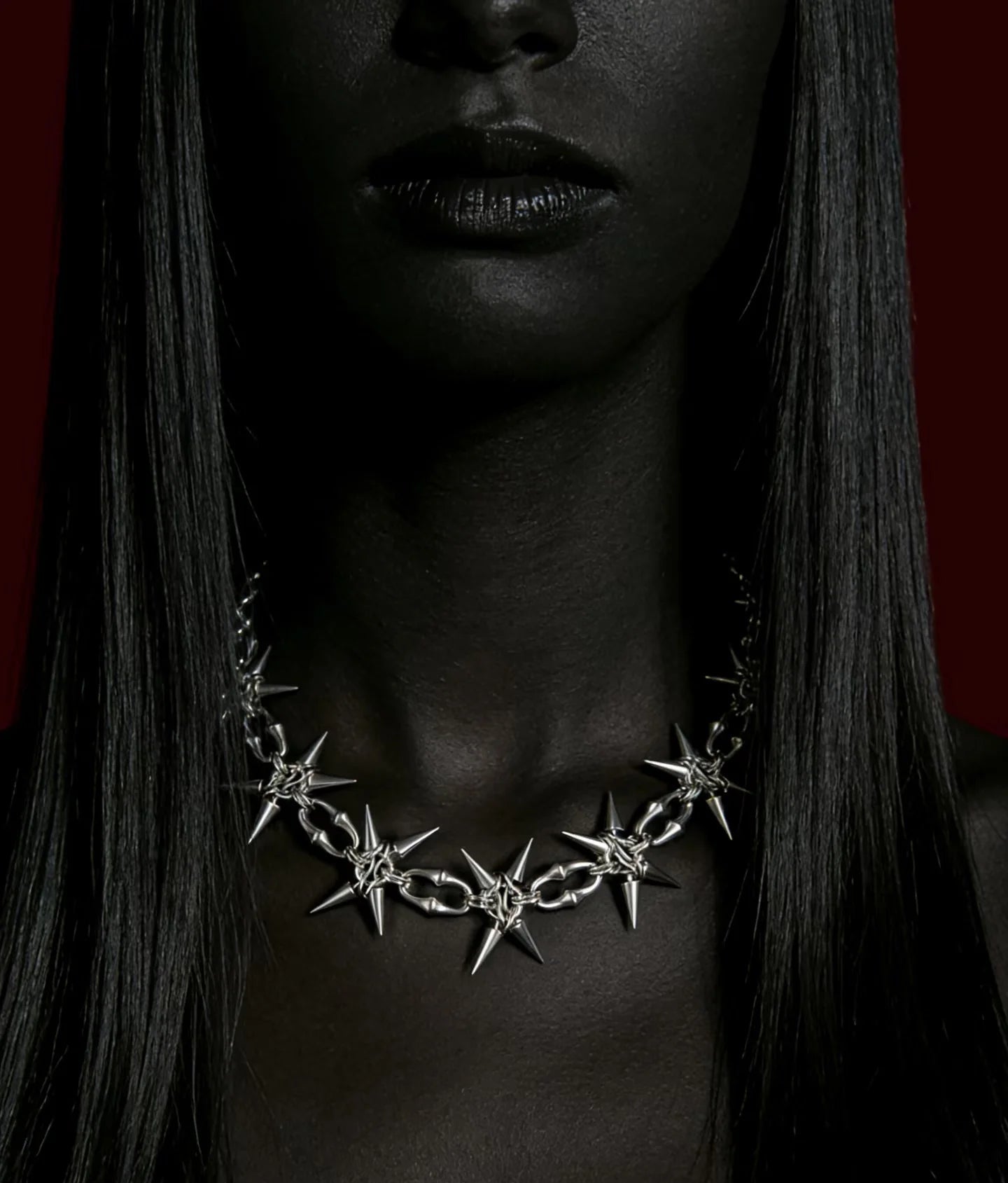 Y2K Grunge Mace Rivet Chain Necklace