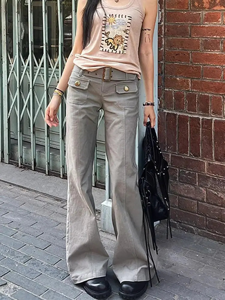 Y2K Grunge Vintage Old Money Style Low Rise Bootcut Jeans