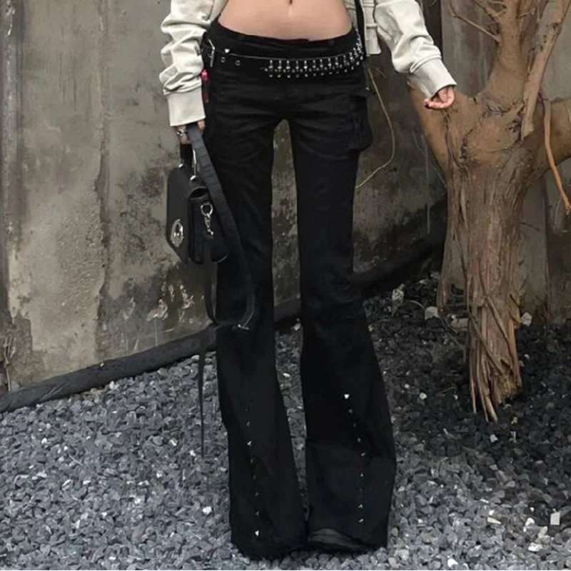 Y2K Gunsliger Black Low Waist Flared Jeans
