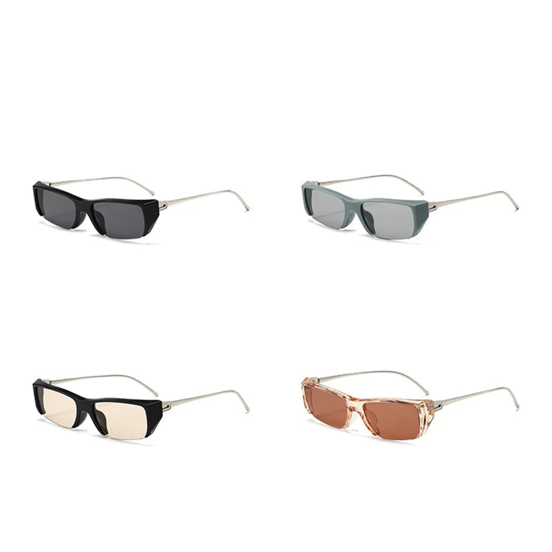 Y2K Half Frame Polygon Cat Eye Futuristic Sunglasses