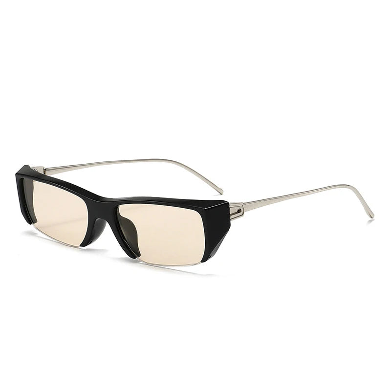 Y2K Half Frame Polygon Cat Eye Futuristic Sunglasses