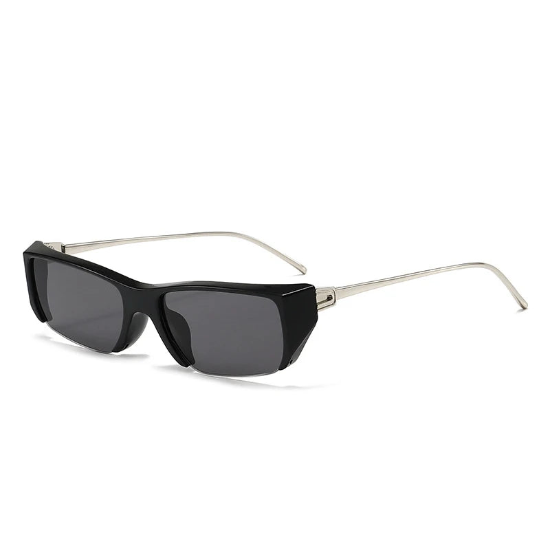 Y2K Half Frame Polygon Cat Eye Futuristic Sunglasses