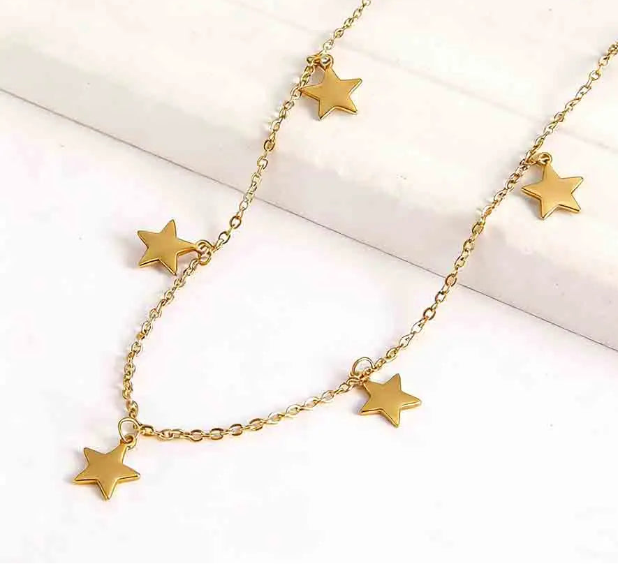 Y2K Hanging Stars Choker Necklace
