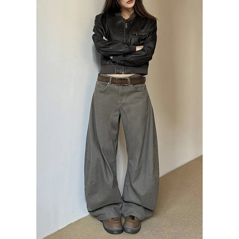 Y2K High Waist Camel Boot Cut Jeans