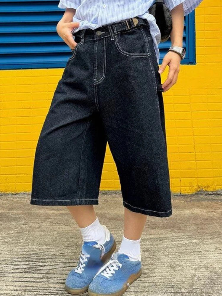 Y2K High Waist Denim Loose Fit Shorts Jorts