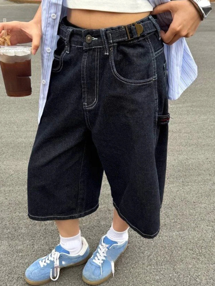 Y2K High Waist Denim Loose Fit Shorts Jorts