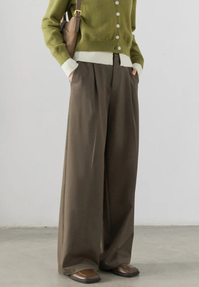 Y2K High Waist Pleated Boyfriend Fit Trousers