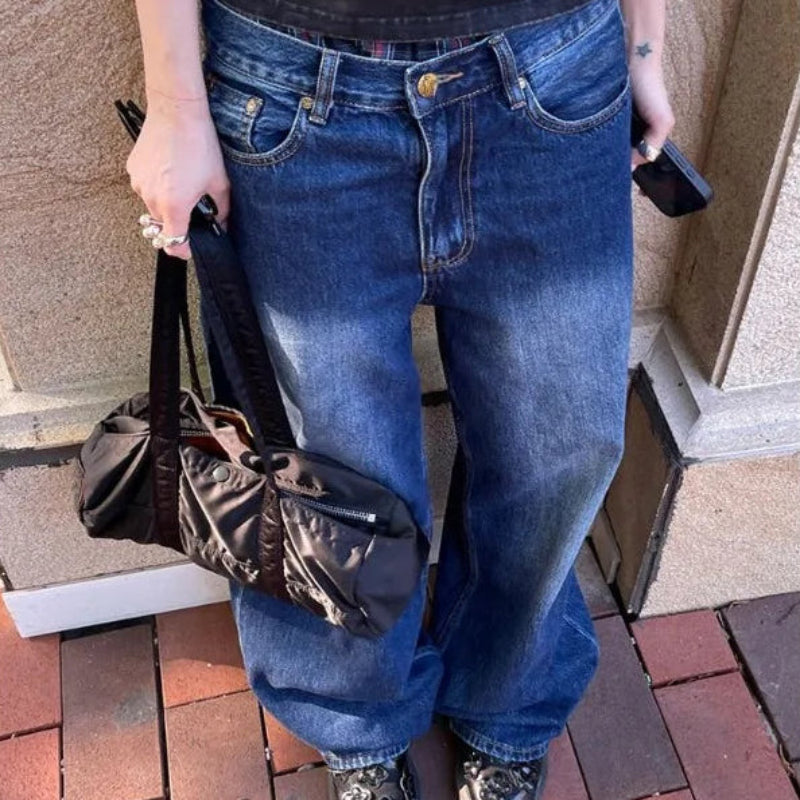 Y2K High Waist Print Graphic Multi Pocket Jeans