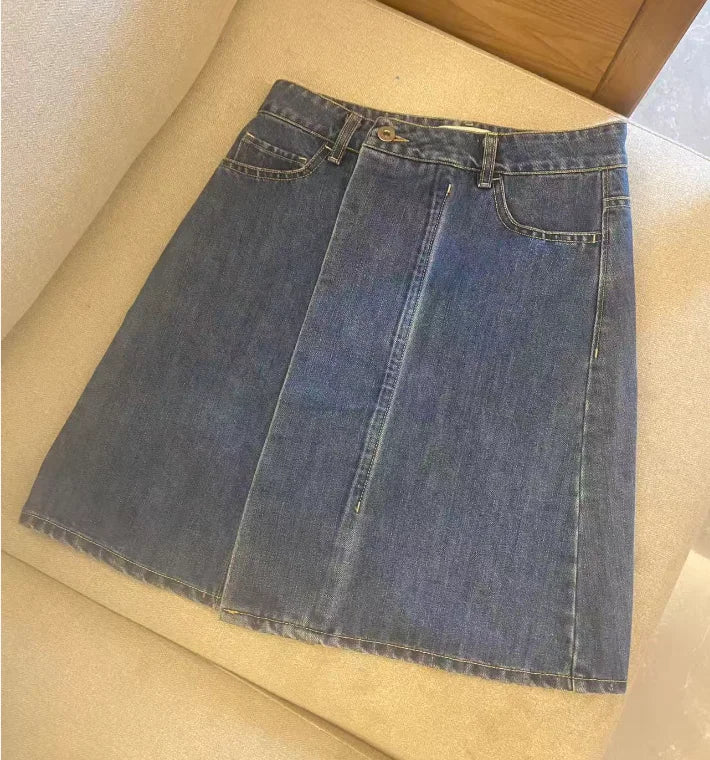 Y2K High Waist Slim Fit Long Mini Skirt