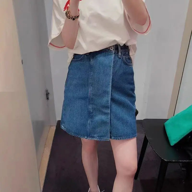 Y2K High Waist Slim Fit Long Mini Skirt
