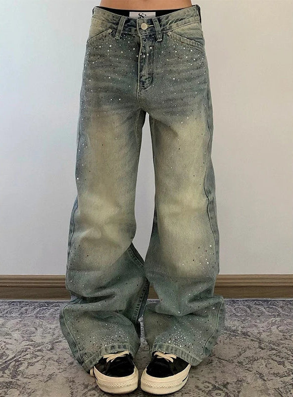 Y2K High Waist Wide Leg Bootcut Denim Jeans
