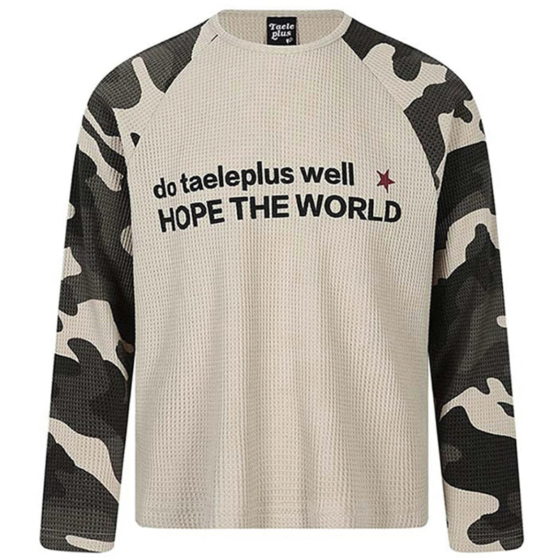 Y2K "Hope" Camouflage Sleeve Long Sleeve Top