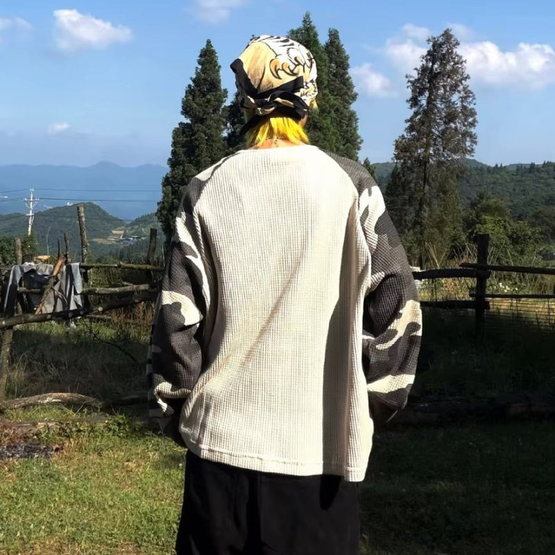 Y2K Hope Camouflage Sleeve Long Sleeve Top