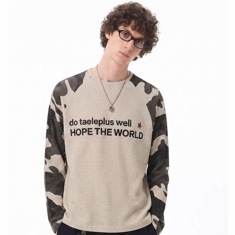Y2K Hope Camouflage Sleeve Long Sleeve Top