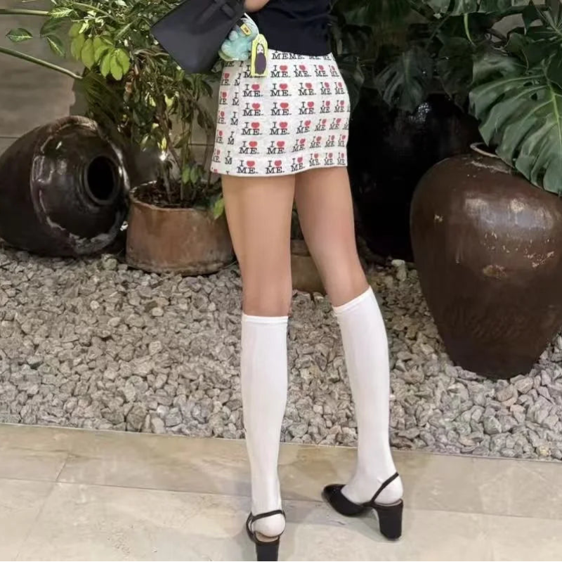Y2K 'I Love Me' Print Low Waist A Line Mini Skirt