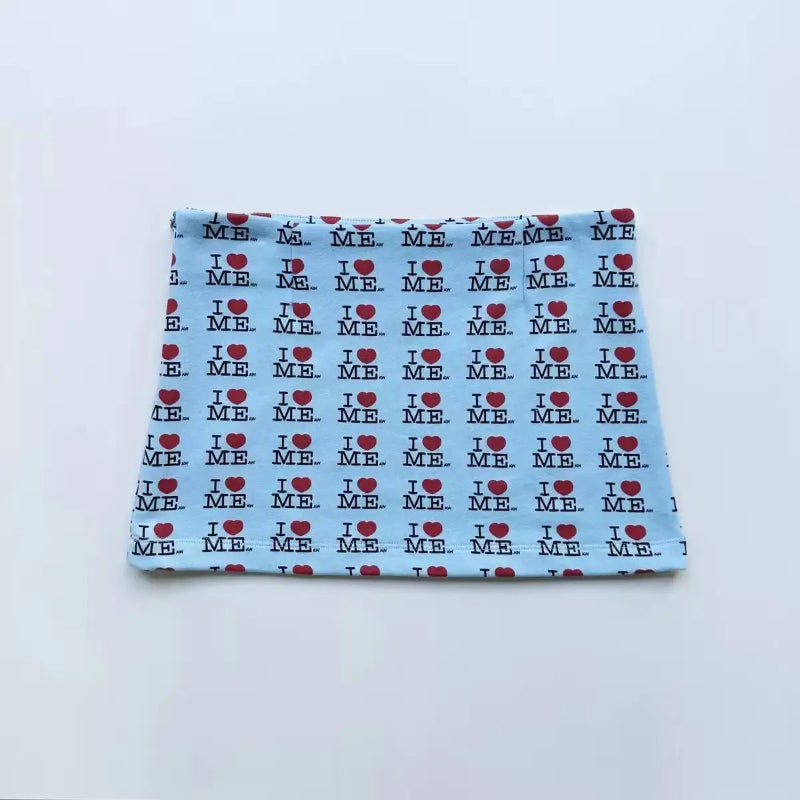 Y2K 'I Love Me' Print Low Waist A Line Mini Skirt