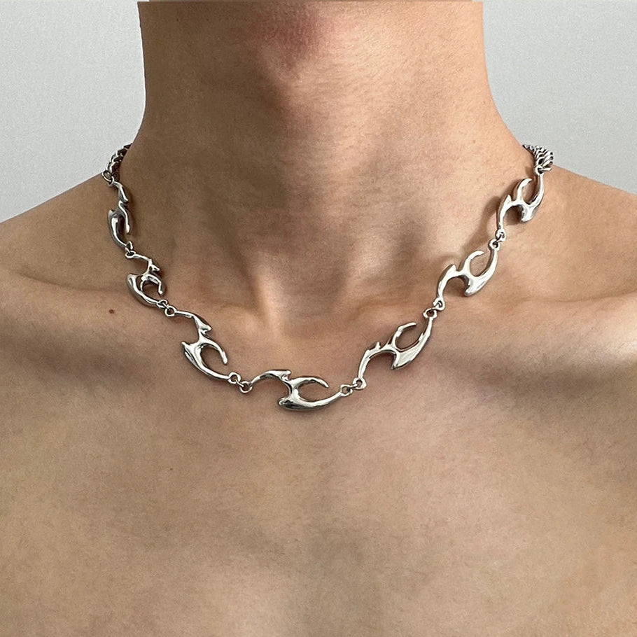 Y2K Irregular Flame Decal Necklace
