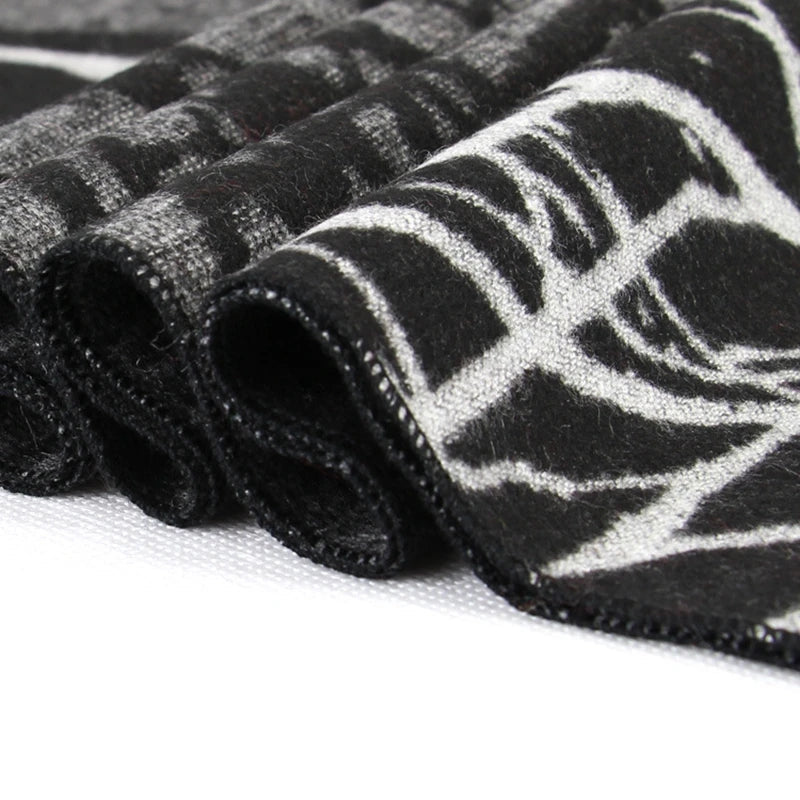 Y2K Jacquard Flannel Graphic Shrawl Scarf