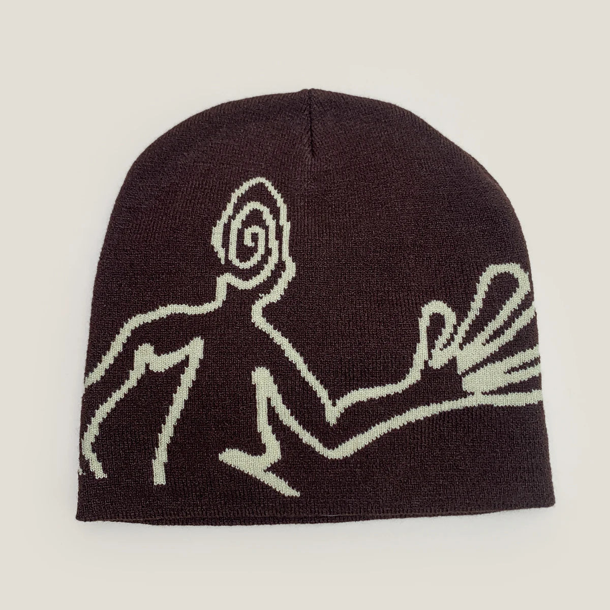 Y2K Jacquard Mystery Man Graphic Beanie