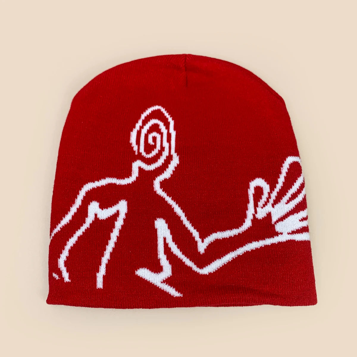 Y2K Jacquard Mystery Man Graphic Beanie