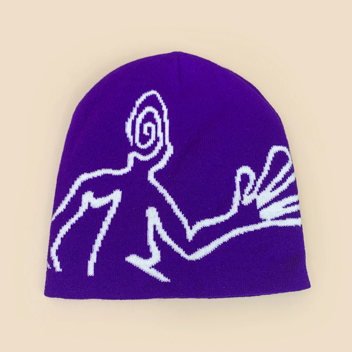 Y2K Jacquard Mystery Man Graphic Beanie