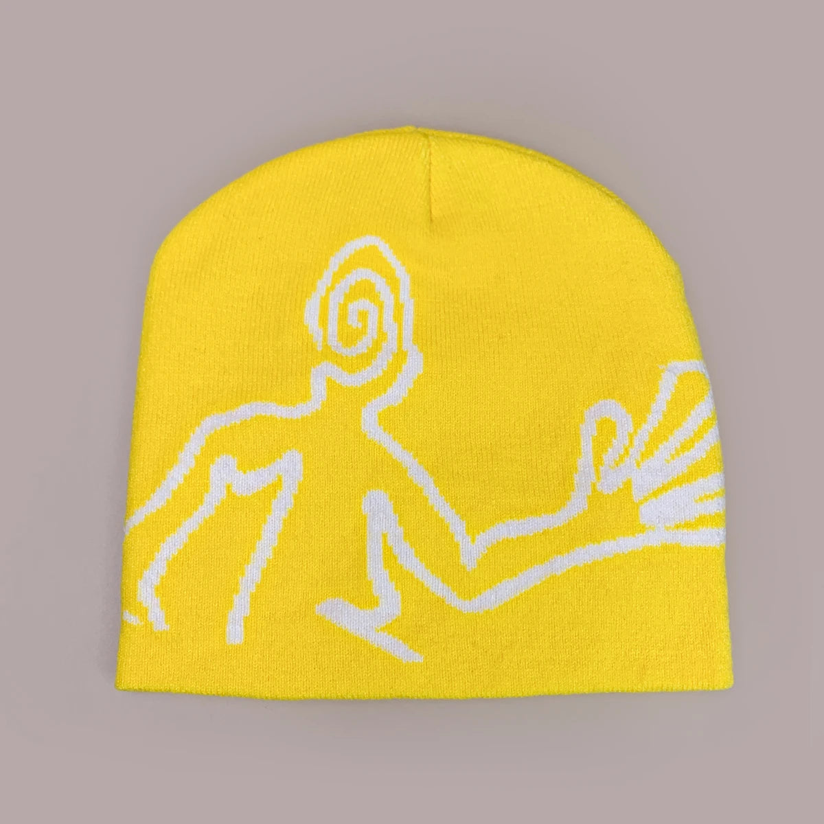 Y2K Jacquard Mystery Man Graphic Beanie