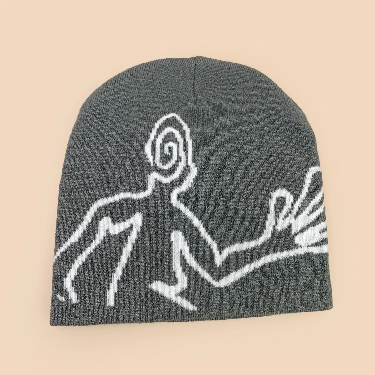 Y2K Jacquard Mystery Man Graphic Beanie