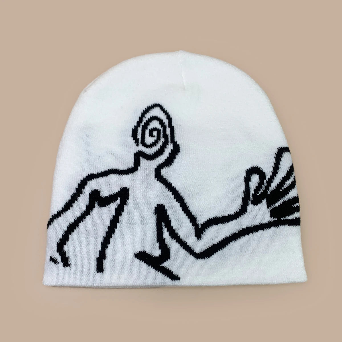 Y2K Jacquard Mystery Man Graphic Beanie