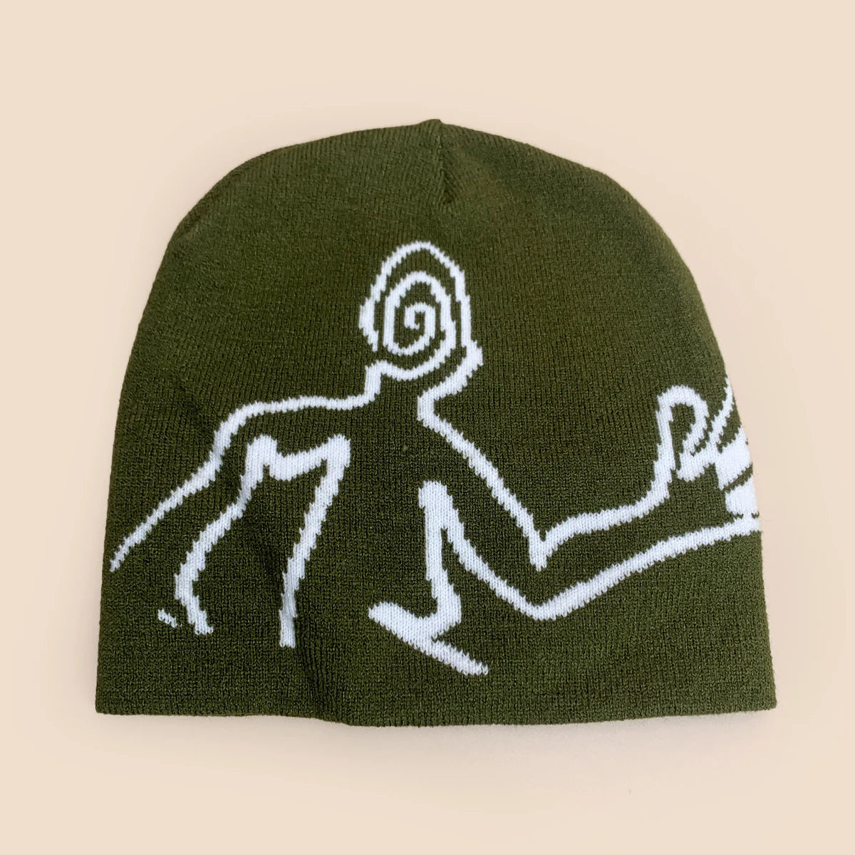 Y2K Jacquard Mystery Man Graphic Beanie
