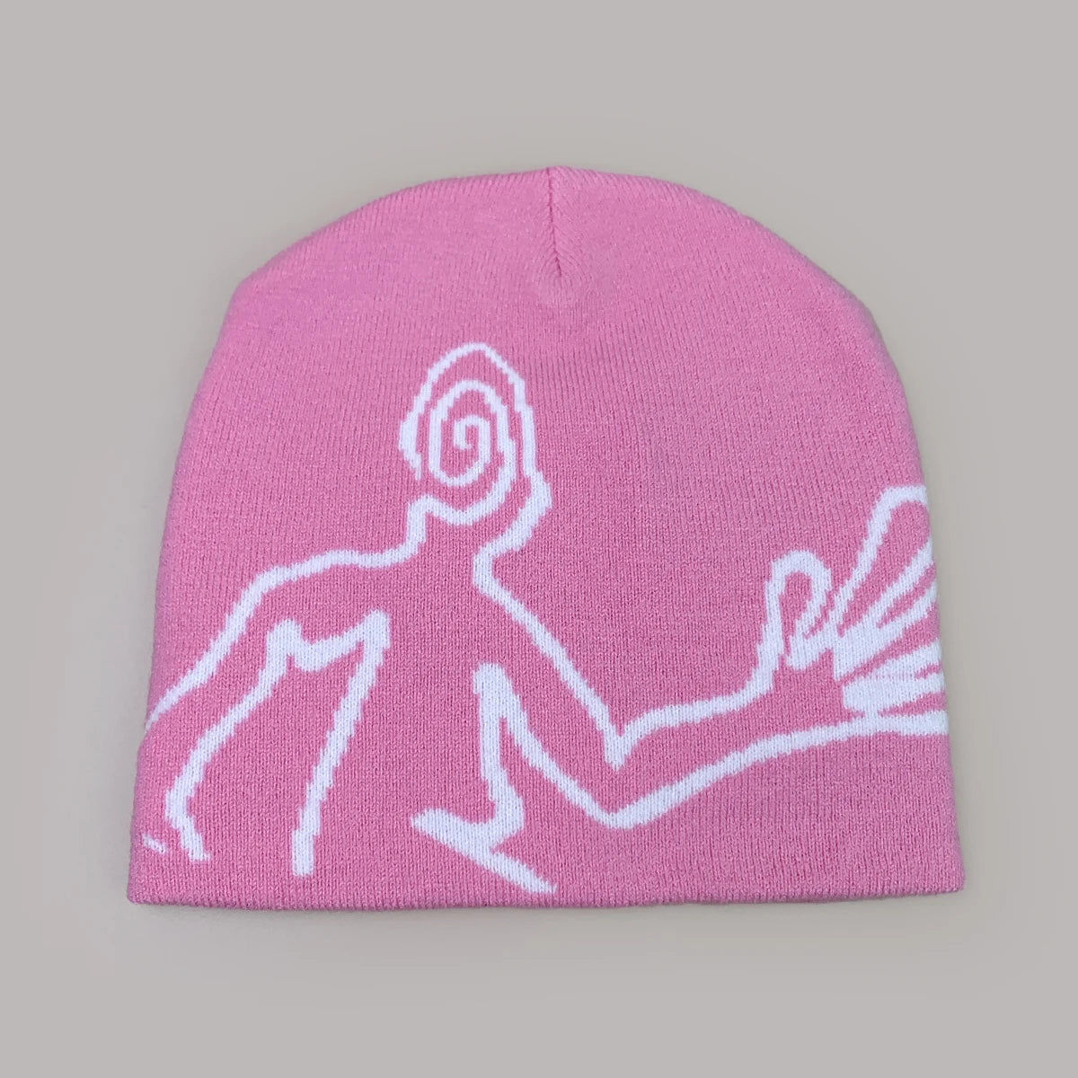 Y2K Jacquard Mystery Man Graphic Beanie