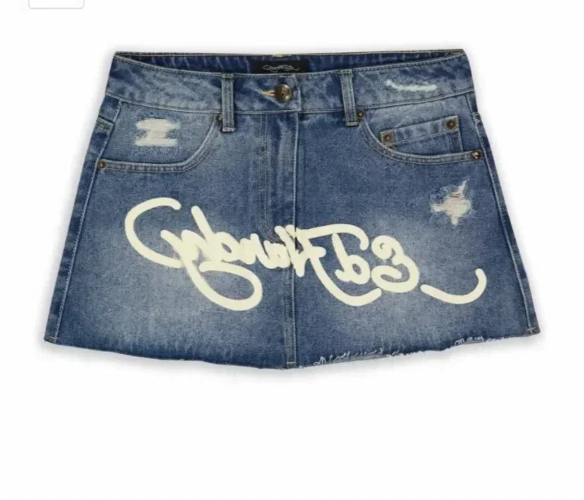 Y2K Koi Graffiti Graphic Mini Skirt