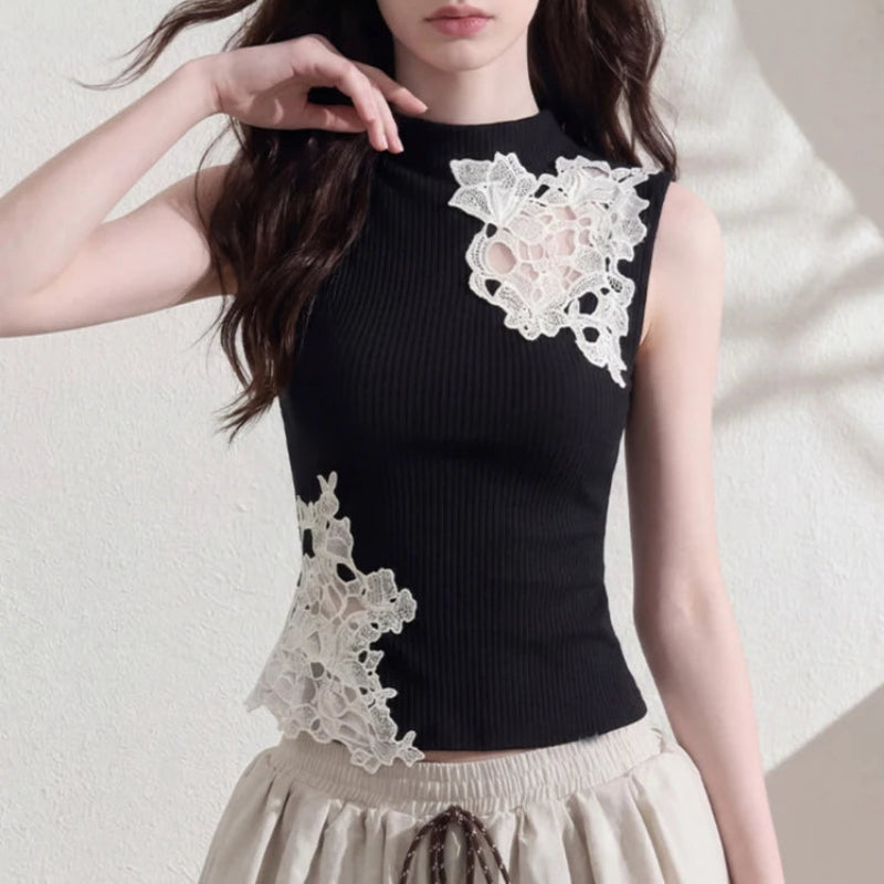 Y2K Lace Hollow Out Summer Tank Top