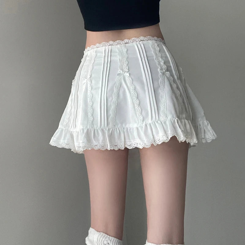 Y2K Lacey White Mini Skirt