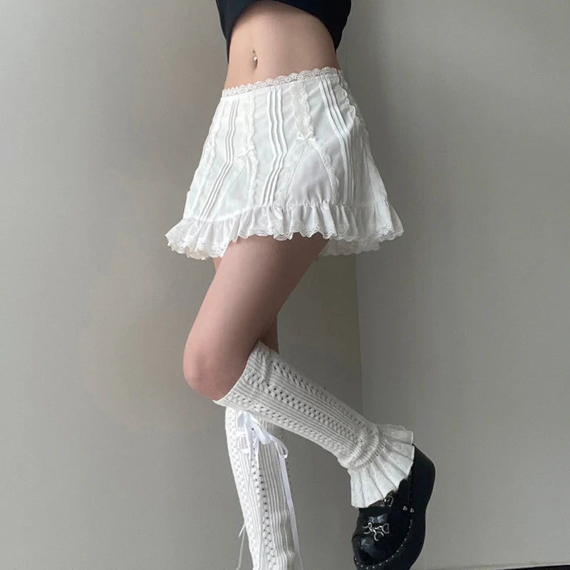 Y2K Lacey White Mini Skirt