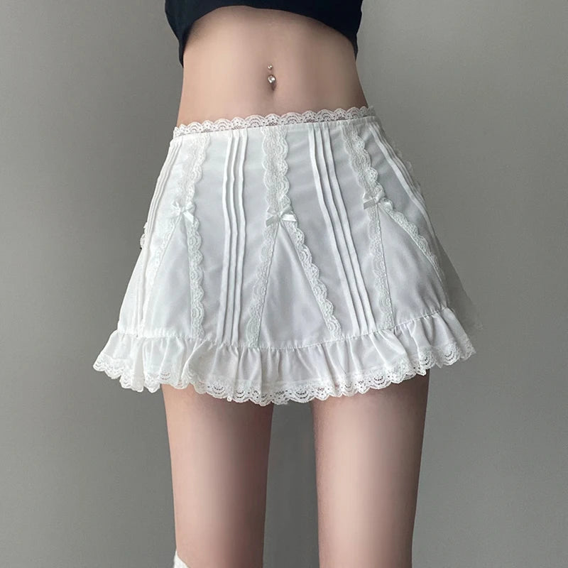 Y2K Lacey White Mini Skirt