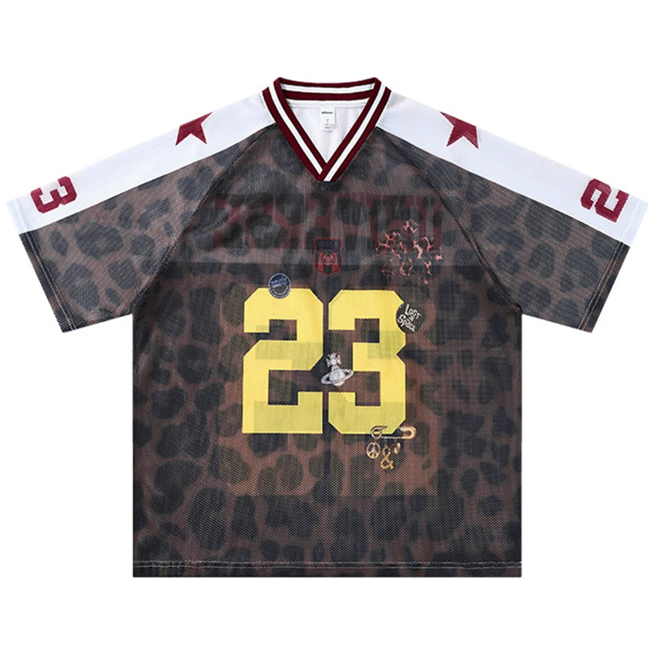 Y2K Leopard Print Mesh Jersey