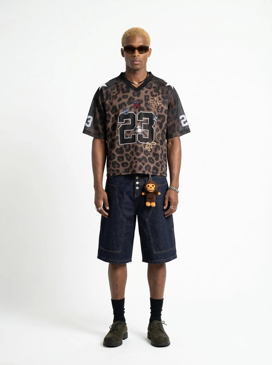Y2K Leopard Print Mesh Jersey