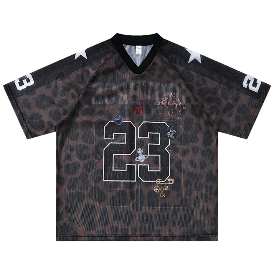 Y2K Leopard Print Mesh Jersey