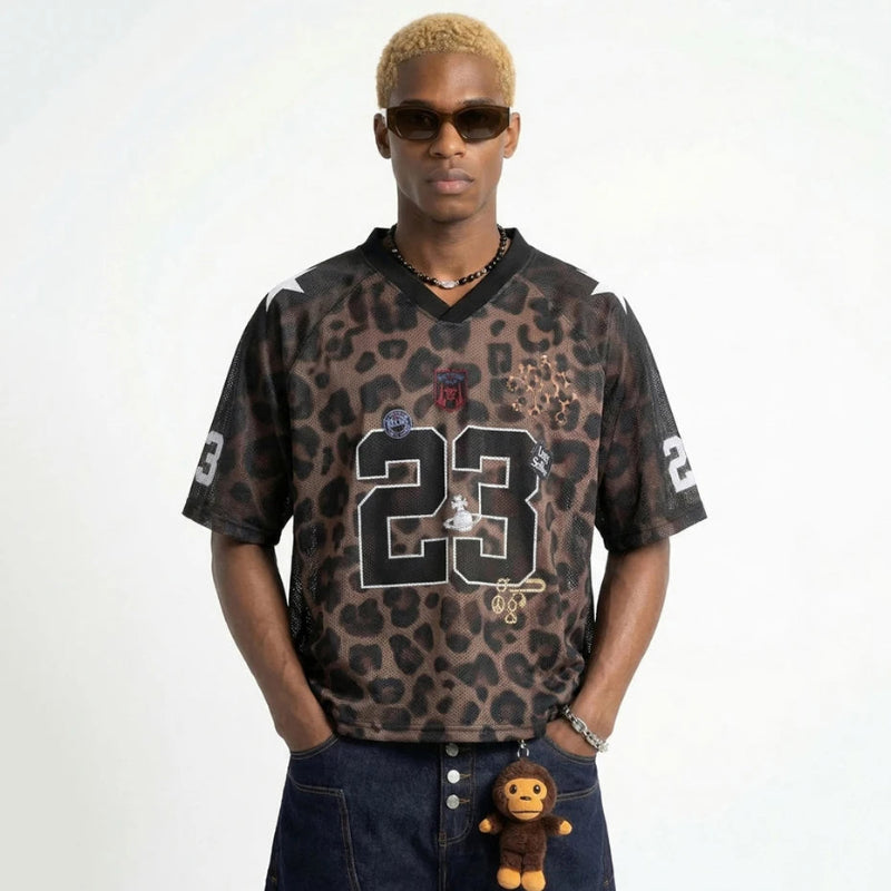Y2K Leopard Print Mesh Jersey