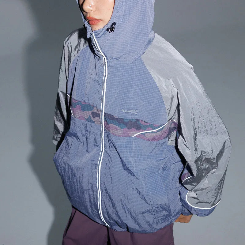 Y2K Lightweight Waterproof Reflective Strip Cargo Jacket Coat