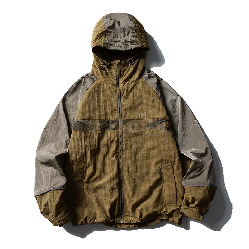 Y2K Lightweight Waterproof Reflective Strip Cargo Jacket Coat