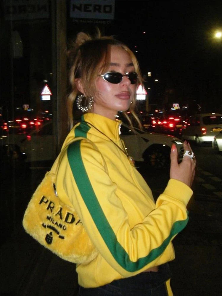 Y2K Loose Brazil Zip Up Jacket